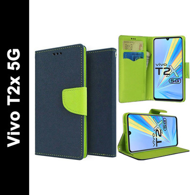 Carnage Flip Cover for Vivo T2x 5G(Blue, Cases with Holder, Pack of: 1)