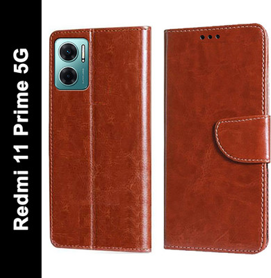 Wynhard Flip Cover for Redmi 11 Prime 5G(Brown, Grip Case, Pack of: 1)