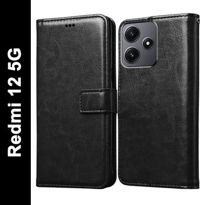Casotec Flip Cover for Mi Redmi 12 5G, Mi Redmi 12 4G, Poco M6 Pro 5G(Black, Magnetic Case, Pack of: 1)
