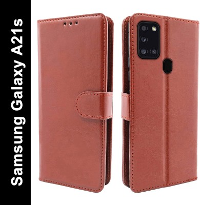 Juberous Flip Cover for Samsung Galaxy A21s(Brown, Cases with Holder, Pack of: 1)