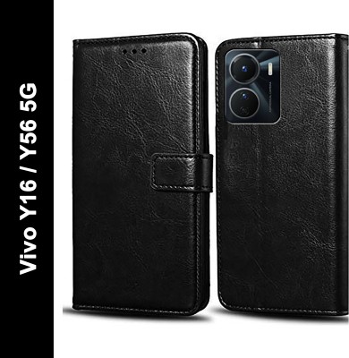 Wynhard Flip Cover for Vivo Y16, Vivo Y56 5G(Black, Grip Case, Pack of: 1)