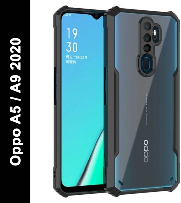 Micvir Back Cover for Oppo A5 2020, Oppo A9 2020(Transparent, Black, Camera Bump Protector, Pack of: 1)