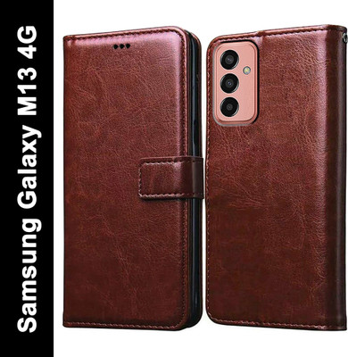 Casotec Flip Cover for Samsung Galaxy M13 4G(Brown, Pack of: 1)