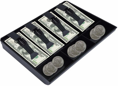 Leplion Cash Register Box 4 Cash and 3 Coin Compartment Cash Box(7 Compartments)