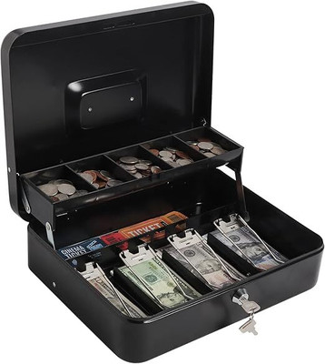 RainRider Security Safe Metal Locker Box; Money Tray and Coin Cash Box Cash Box(10 Compartments)