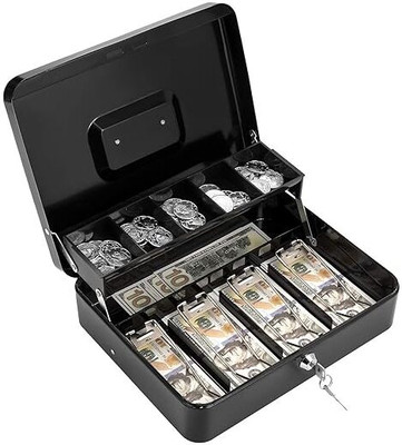 Holy Delight Portable Locking Large Cash Box for money coin-Multicolor | CB-03 Safe Locker Cash Box(10 Compartments)