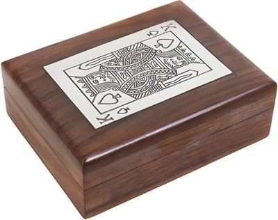 Anabeer Decorative Playing Card Box with Card, Sheesham Wood Card Storage Case Cash Box(1 Compartments)