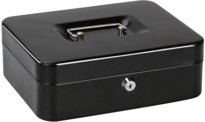 Keetoz 10 inch | Cash Box with Key Lock | With Coin Trey | Portable | Money Safe Box Cash Box(6 Compartments)