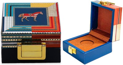 IZZHAAR Mustang Handcrafted Wooden Single Coin Ginni Shagun Box- Multicolor Cash Box(1 Compartments)