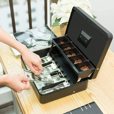 SOCHEP Cash Box with Money Tray and Combination Lock Metal Cash Box(1 Compartments)