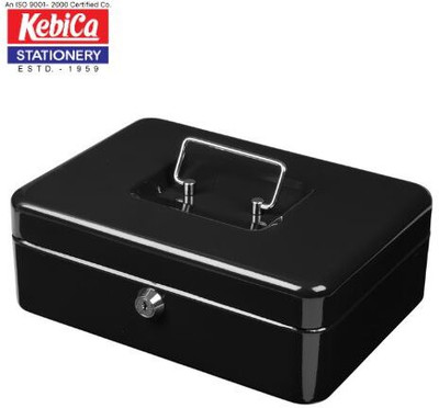 Kebica Cash Box & jewellery Safe Locker with Plastic Coin Tray & Key Lock(Black) Cash Box(1 Compartments)
