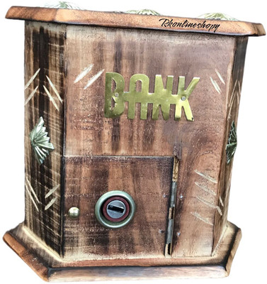 RK Handicraft Wooden Piggy bank Cash Box(1 Compartments)