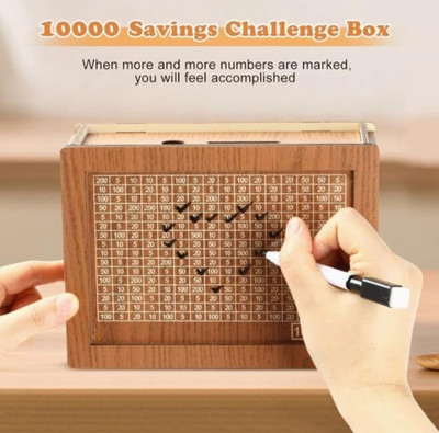 ALWAFLI Cash Vault Wooden Saving Box Coin Saver Money/Piggy Bank Gullak for Child Adults Cash Box(1 Compartments)