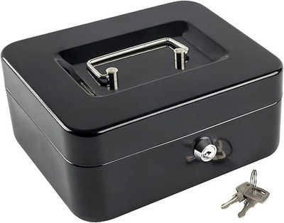 HVG TRADERS Safe Lock Box with Key, Cash Drawer Coin Try, 4 Coin Compartment Trey Cash Box Cash Box(2 Compartments)