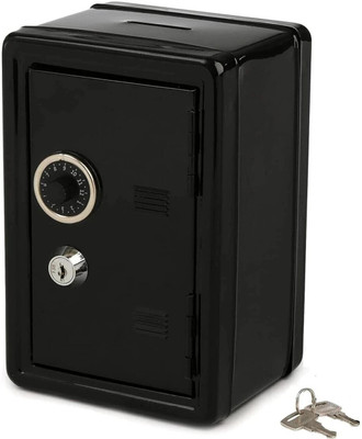 AORDEY Mini Locker Small Safe Storage Box Piggy Bank with Combination Lock and Key Cash Box(2 Compartments)