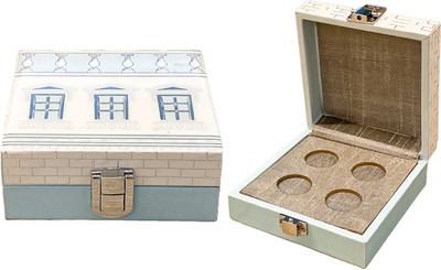 IZZHAAR Roman Handcrafted Four Coin Shagun Ginni Box - Multicolor Cash Box(1 Compartments)