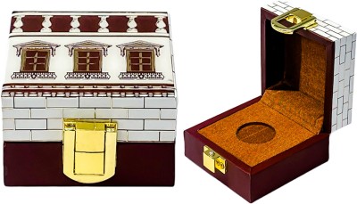 IZZHAAR Roman Handcrafted Wooden Single Coin Ginni Shagun Box- Wine Cash Box(1 Compartments)