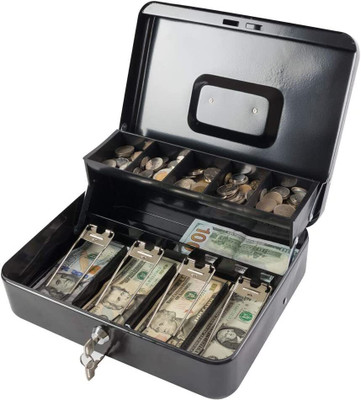 Onlyeasy Security Safe Metal Locker Box; Money Tray and Coin Cash Box(1 Compartments)