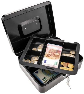 EBOFAB Steel Cash Box Safe with Combination Lock,Money Safe Box with Removable Tray Cash Box(5 Compartments)