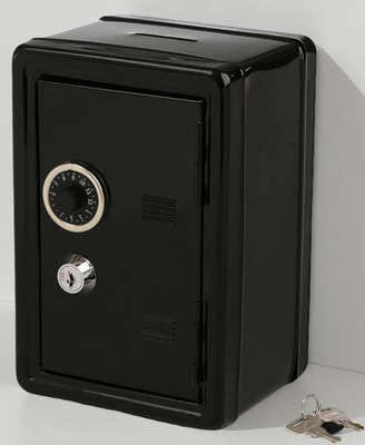 AORDEY Secure Money Saving Box with Key & Combination Lock for Boys & Girls Cash Box(2 Compartments)