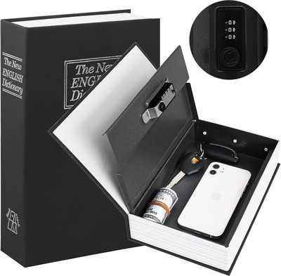 Authfort Book Safe with Combination Lock Portable Metal Box,Dictionary Diversion Book Cash Box(1 Compartments)