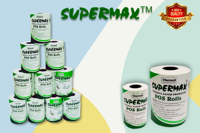 Supermax Thermal Paper/ POS Machine Rolls 2 Inch- 55mm X 15 Mt 55 GSM (Pack Of 20 Rolls) Thermal Cash Register Paper(25 cm x 15 cm)