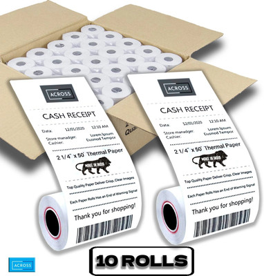 ACROSS Billing Roll Paper 2 inch / 58mm (10 Rolls) Thermal Cash Register Paper(2 inch x 15 meter)