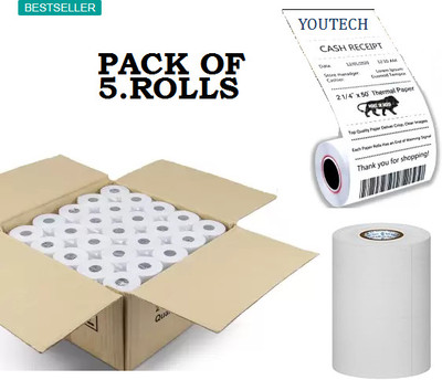 youlogic Thermal Receipt Paper POS Machine Rolls 2 inch X 22 Meter Pack Of 05 Rolls-M1P12 Thermal Cash Register Paper(58 mm x 22 meter)