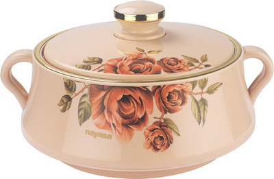 NAYASA Lorenzo Insulated Casserole | Stainless Steel Inner | Food Grade | Beige Serve Casserole(2000 ml)