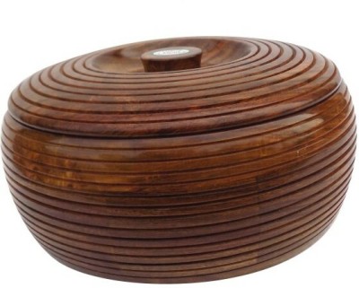 ViaZAID Wooden Casserole Chapati Roti Box Serving Hot Pot with Lid in round shape(9inch) Serve Casserole Set(1700 ml)