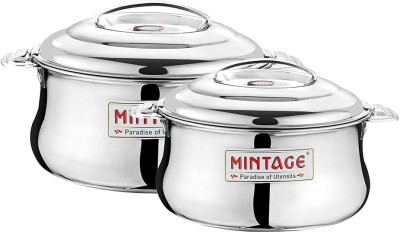 Mintage Dolphin Hot Case Stainless Steel Pack of 2 Serve Casserole Set(1500 ml, 2200 ml)