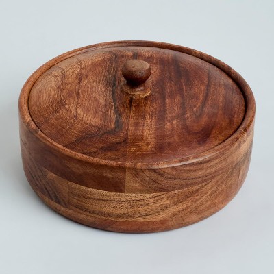 Woodenstories Wooden Chapati Box Casserole Roti Boxes For Kitchen Roti Dabba Hot Case Roti Serve Casserole(1.5 ml)