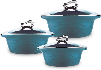 Trueware Zinna inner steel outer plastic serving casserole set of 3 Pack of 3 Thermoware Casserole Set(750 ml, 1000 ml, 1500 ml)