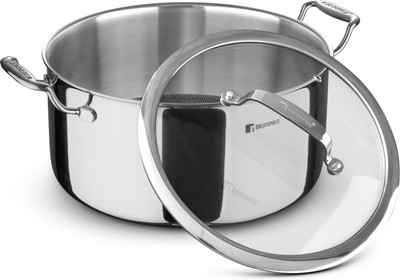 BERGNER Bergner Hitech Triply Non-Stick 32 cm (12.3 L), Non-Stick Mesh Pattern Inside Cook and Serve Casserole(11800 ml)