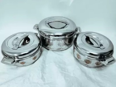 Philocaly Enterprises Casserole/HotPot,chapati Box/chapati Container/hot case in Stainless Steel Pack of 3 Thermoware Casserole Set(4000 ml, 3000 ml, 2000 ml)