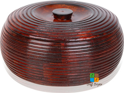 Craft Cooper Handicrafts Ring design carved Chapati/Roti Box,Holder,Roti Server for Kitchen Serve Casserole(1000 ml)