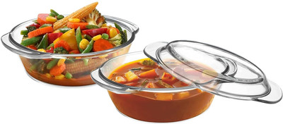 Cutting EDGE Ruby Bake and Serve Casserole Bakeware Safe and Oven/Microwave Safe Pack of 2 Cook and Serve Casserole Set(700 ml, 1000 ml)