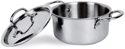 KUBER INDUSTRIES Triply Casserole with Lid & Handle|Stove & Induction Cookware|4 Ltr|Silver Cook and Serve Casserole(4000 ml)