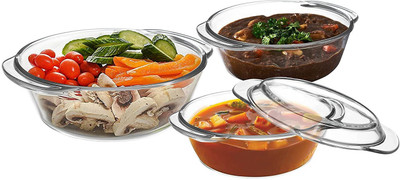Cutting EDGE Ruby Bake and Serve Casserole Bakeware Safe and Oven/Microwave Safe Pack of 3 Cook and Serve Casserole Set(700 ml, 1000 ml, 1500 ml)