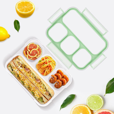 RBGIIT Plastic Kids School 4 Compartment Lunch Box With Spoon & Fork B-4 4 Containers Lunch Box(1000 ml)