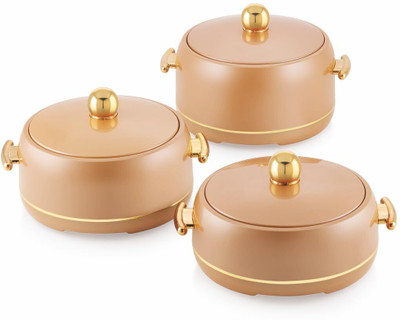MODWARE Atlantis Casserole Set 3-1500,2000,2500ml Elegant Design Premium Hot Pot|Brown Pack of 3 Serve Casserole Set(2500 ml)