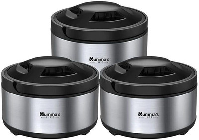 Mumma's LIFE Stainless Steel Pack of 3 Thermoware Casserole Set(1500 ml, 2500 ml, 3500 ml)