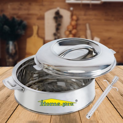 Home-pro Stainless Steel Classy Casserole & Serving bowl 1500ml |Hotpot| Thermoware Casserole(1500 ml)