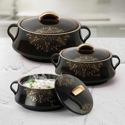 cello Midas (500+1000+1500) Pack of 3 Thermoware Casserole Set(500 ml, 1000 ml, 1500 ml)