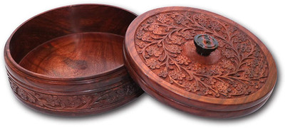 TFS Handmade wood Carving Chapati Box |Roti Storage Server Container for Kitchen Serve Casserole(1300 ml)