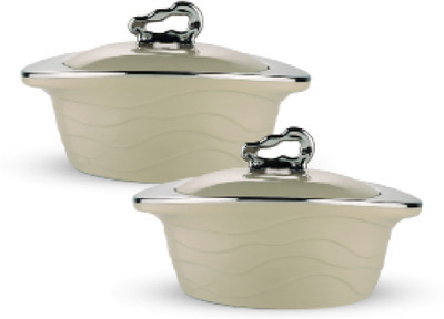 Trueware Zinna inner steel outer plastic serving casserole set of 2 Pack of 2 Thermoware Casserole Set(2500 ml)
