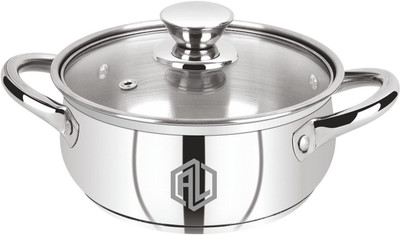 Anjali Life Time Anjali Belly Encapsulated Bottom Stainless Steel Pot with Glass Lid Cook and Serve Casserole(2000 ml)
