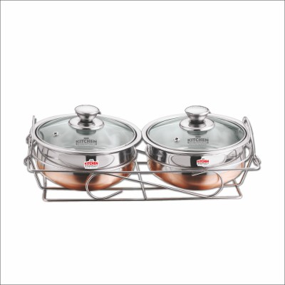 Kitchen Essentials 2 Pcs Copper Bottom Cook And Serve Set Cook and Serve Casserole Set(1000 ml, 1000 ml)