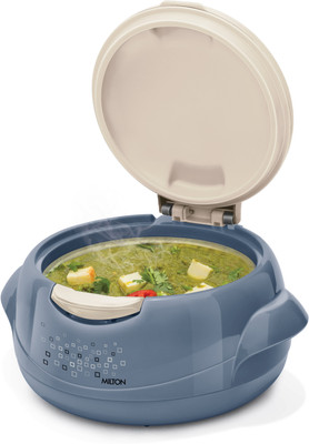 MILTON Microwow One Touch 2500 Inner Steel Casserole One Touch Lid (2120 ml) Stone Blue Cook and Serve Casserole Set(2120 ml)