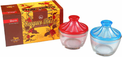 BROP Multipurpose Sugar Candy Transparent Clear Glass Jar Bowl | Multicolor- 2pcs Cook and Serve Casserole Set(350 ml)
